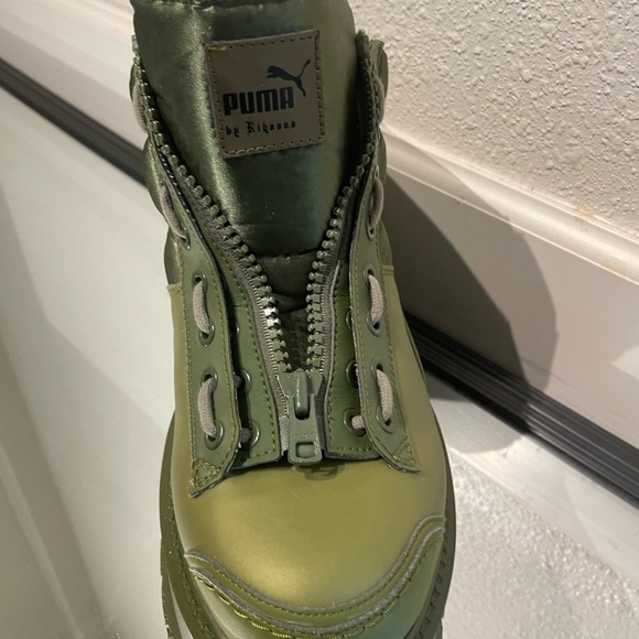 PUMA FENTY BY RIHANNA CYPRESS GREEN PLATFORM SNEAKER BOOTS - Picture 4 of 13